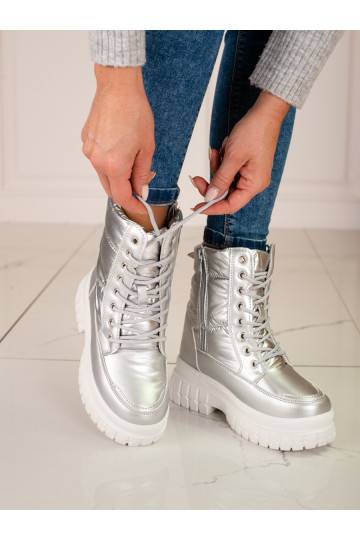 silver color Women's snow boots Shelovet 2