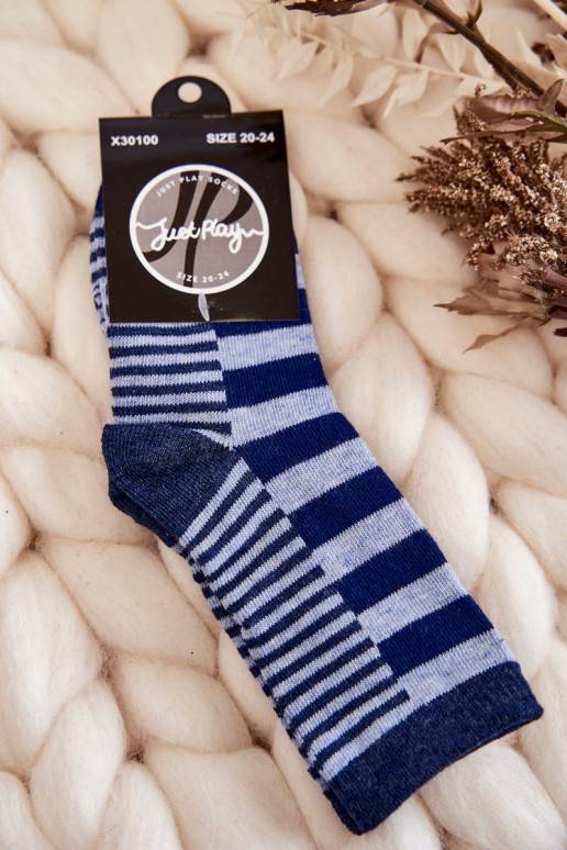 Children's classic socks with stripes and stripes navy blue