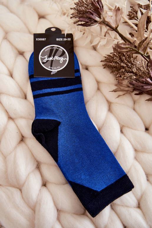 Two-color Youth Socks With Stripes Blue and Black 