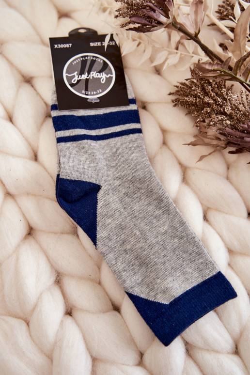 Two-color Youth Socks With Stripes Grey-navy blue