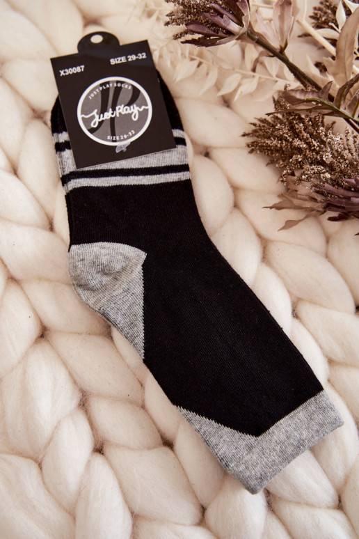 Two-color Youth Socks With Stripes Black and Grey