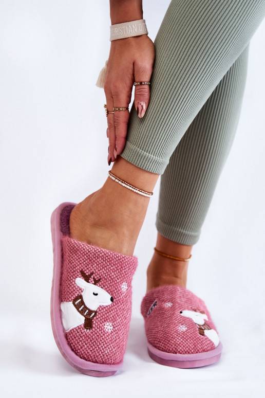 Women's Christmas Slippers With Reindeer Purple Millio