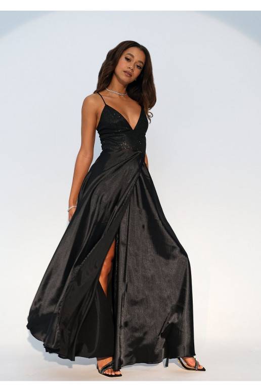 Buy Long Sleeve Satin Dress-Black for Women Online in India