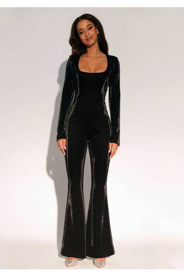 Glam - Shiny black maxi jumpsuit 2