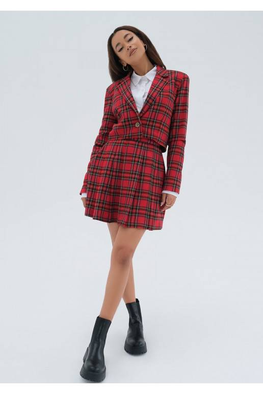 Rachel - Red checked mini blazer