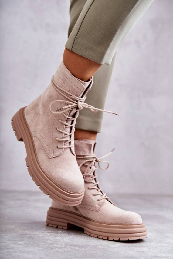 Women's Suede Boots Tied Beige Afra