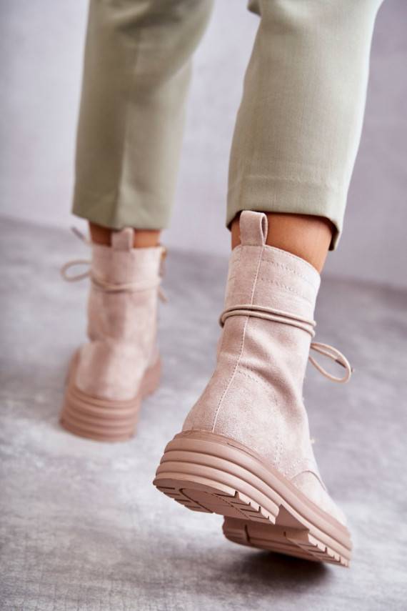 Women's Suede Boots Tied Beige Afra