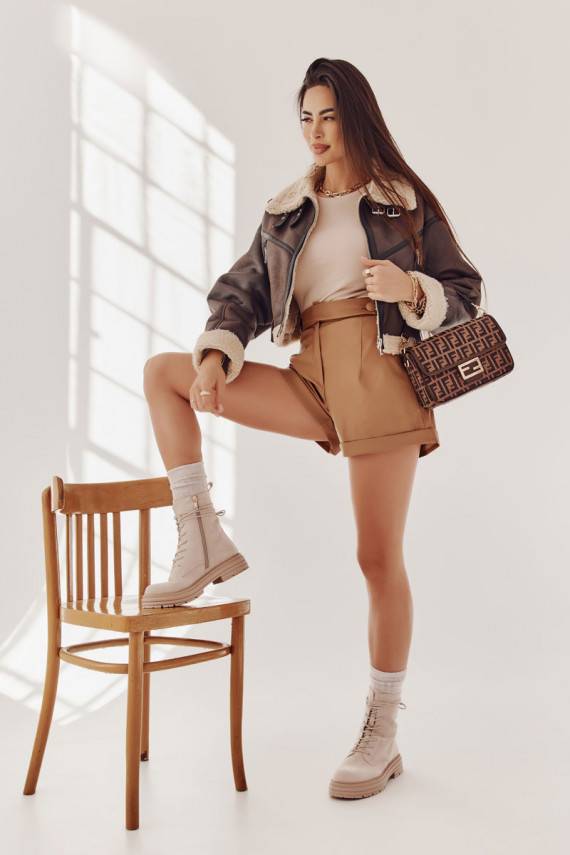 Women's Suede Boots Tied Beige Afra