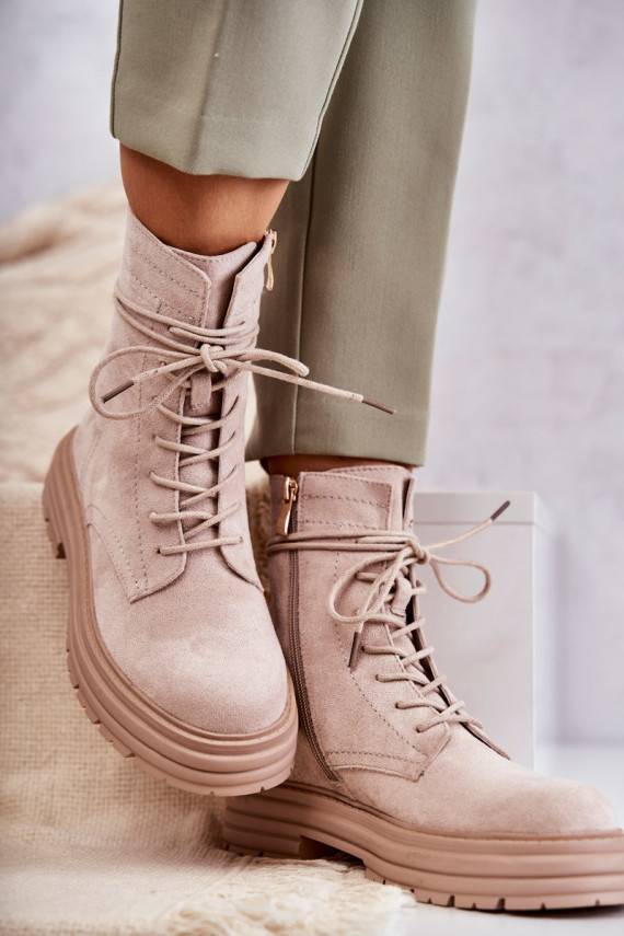 Women's Suede Boots Tied Beige Afra