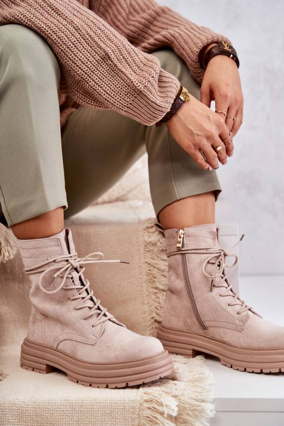 Women's Suede Boots Tied Beige Afra