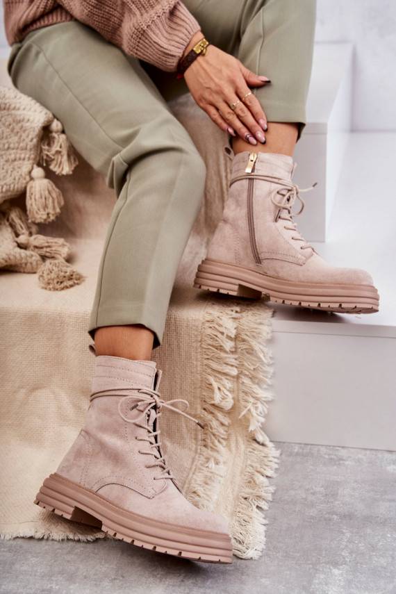 Women's Suede Boots Tied Beige Afra