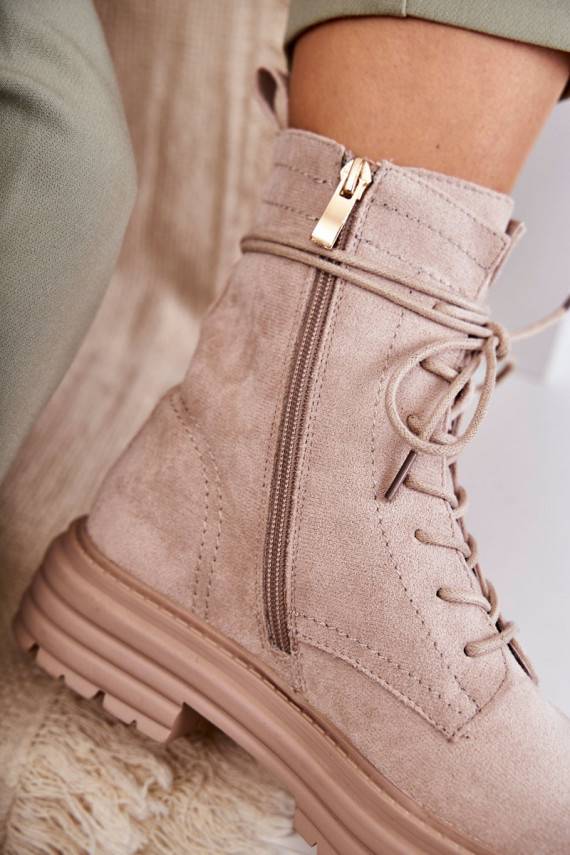Women's Suede Boots Tied Beige Afra