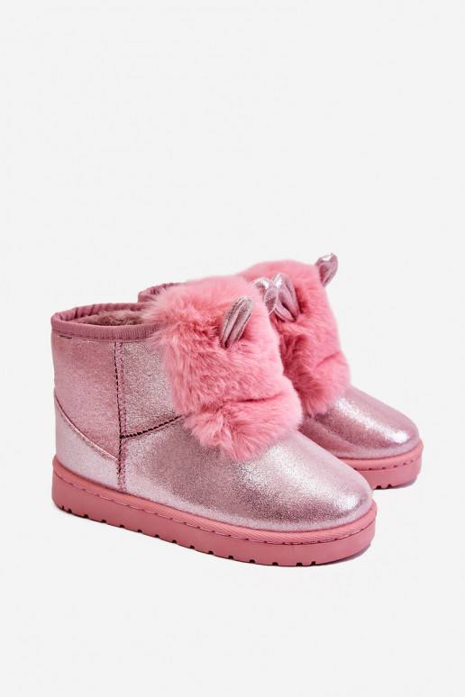 Children's Snow Boots Insulated With Fur With Little Ears Pink Betty