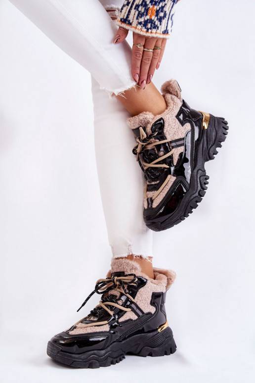 Women's Insulated Sports Boots Black and Beige Edora