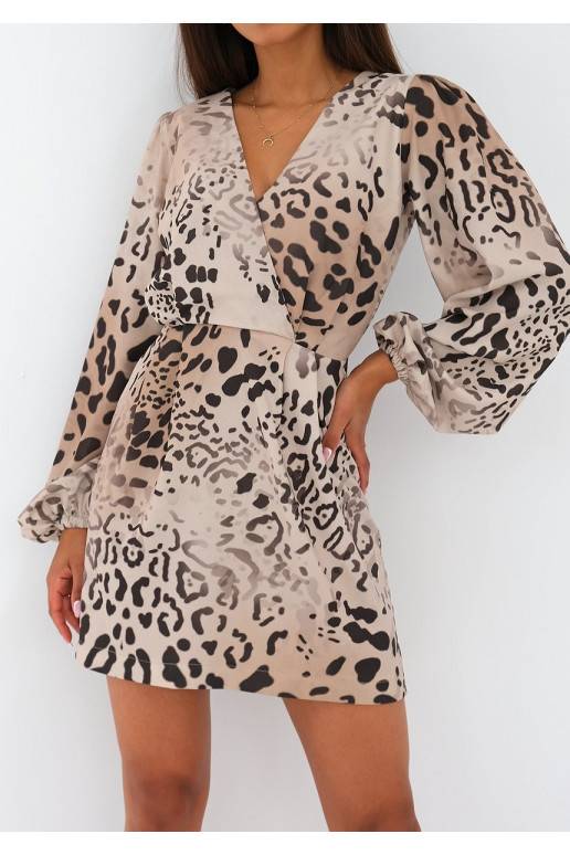 Noemi - Beige dotted mini dress