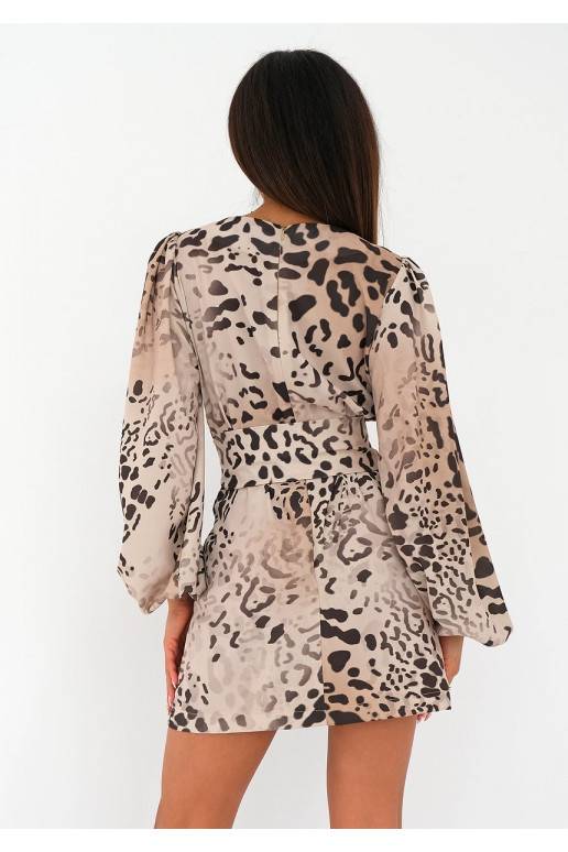 Noemi - Beige dotted mini dress