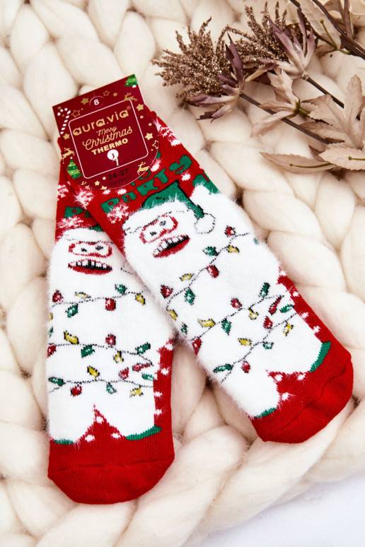 Children's Christmas Cotton Thermoactive Socks Yeti Red