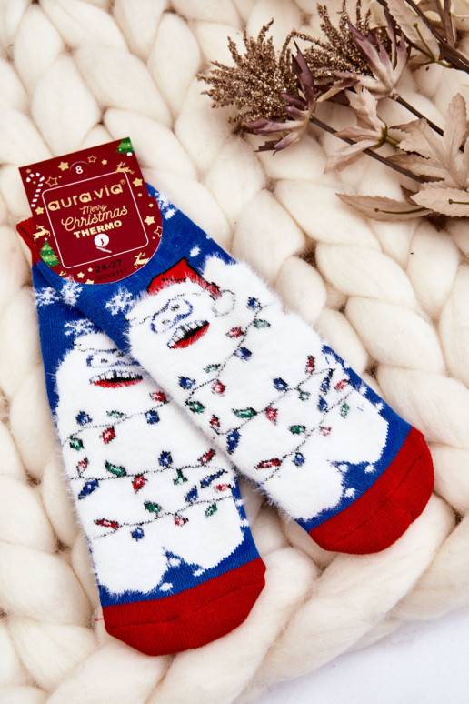 Children's Christmas Cotton Thermoactive Socks Yeti Blue