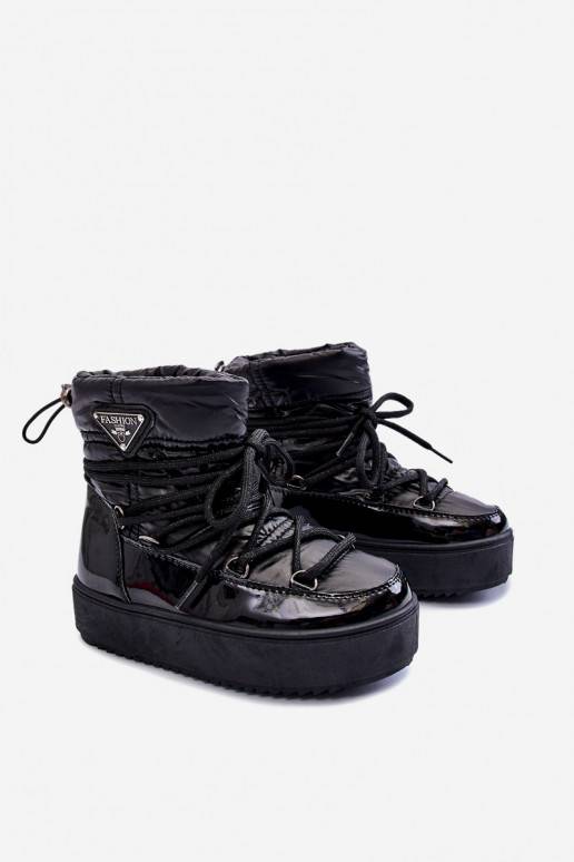 Warm Lace Up Snow Boots Black Colina 