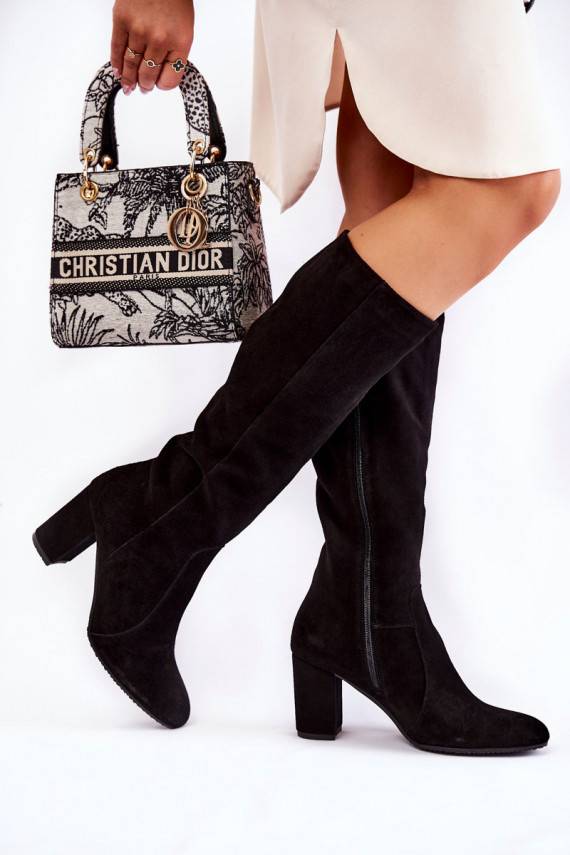 Women's Flat Boots Laura Messi Leather Black 1415