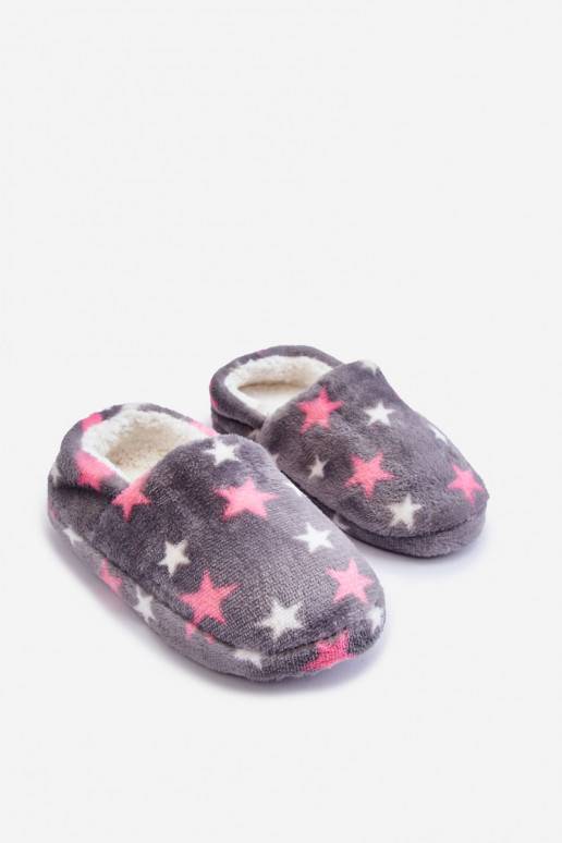 Children's Insulated Slip-On Slippers In Stars Gray Meyra 