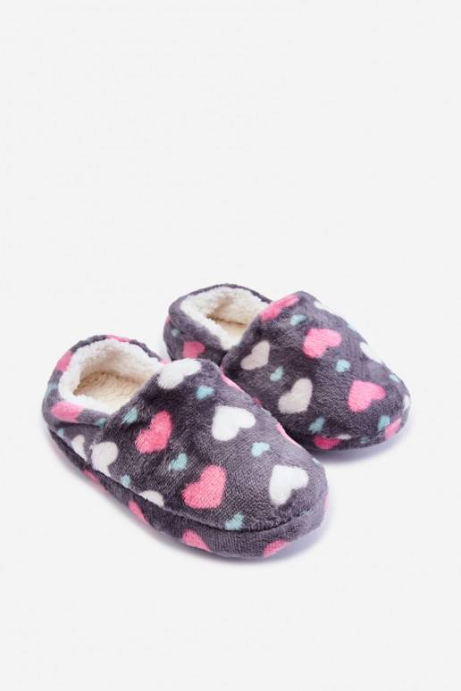 Children's Insulated Slip-On Slippers In The Heart Grey Meyra 