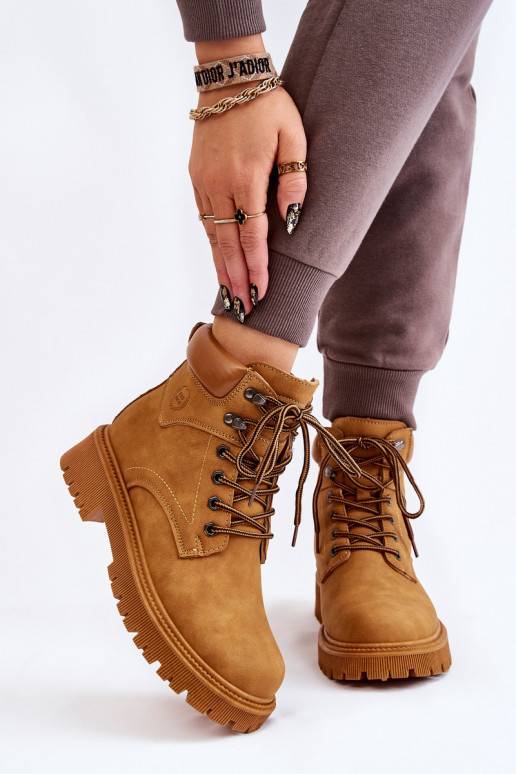 Women's Insulated Trapper Boots Lace Up Camel Halfway