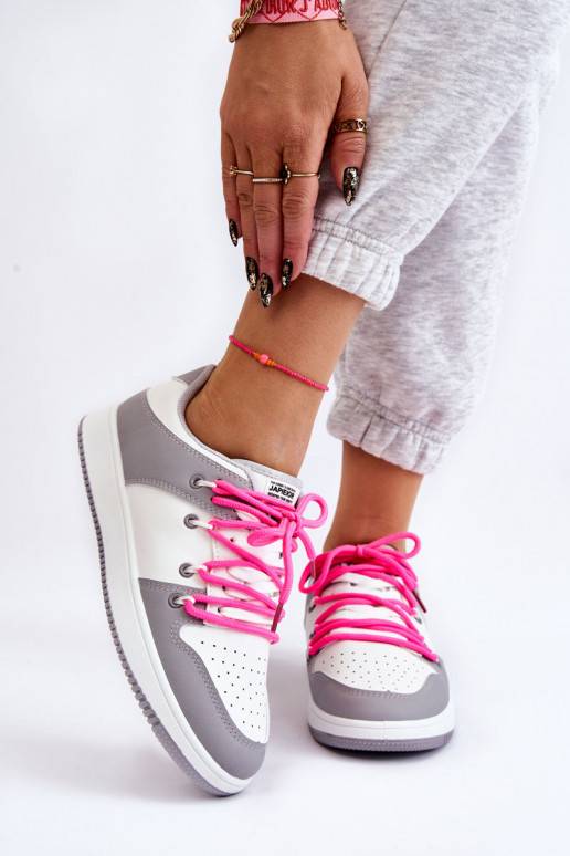 Women's Classic Double Lace Up Trainers White-Grey Jella