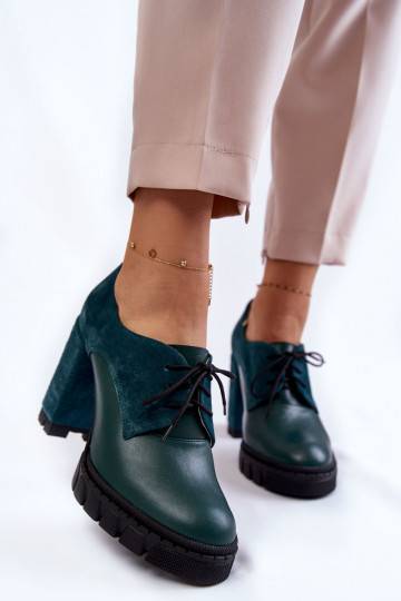Fashionable suede and leather boots on the platform Green Carisa  2