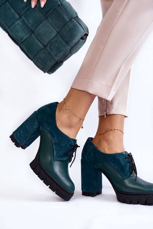 Fashionable suede and leather boots on the platform Green Carisa  Fashionable suede and leather boots on the platform Green Carisa