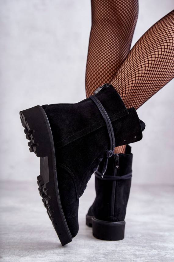 Suede boots with a zipper Nicole 2754 Black