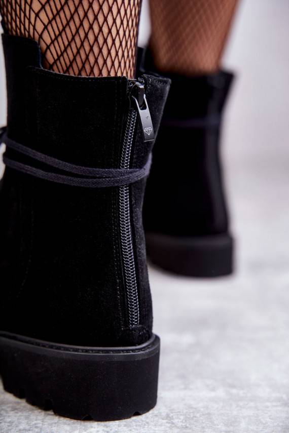 Suede boots with a zipper Nicole 2754 Black