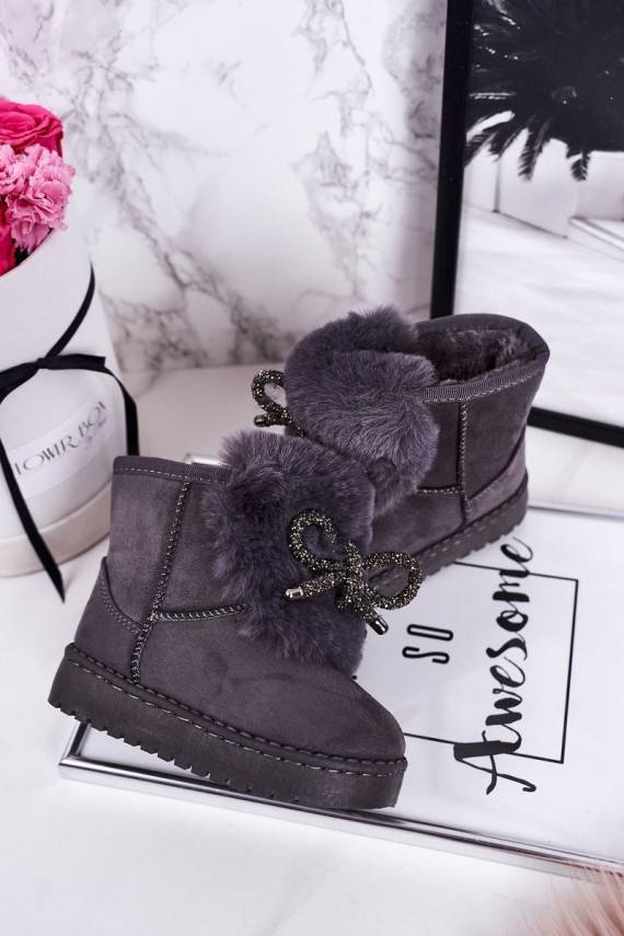Children's Snow Boots Insulated With Fur Suede Grey Amelia