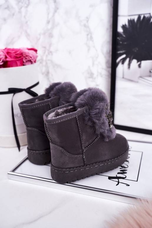 Children's Snow Boots Insulated With Fur Suede Grey Amelia Children's Snow Boots Insulated With Fur Suede Grey Amelia