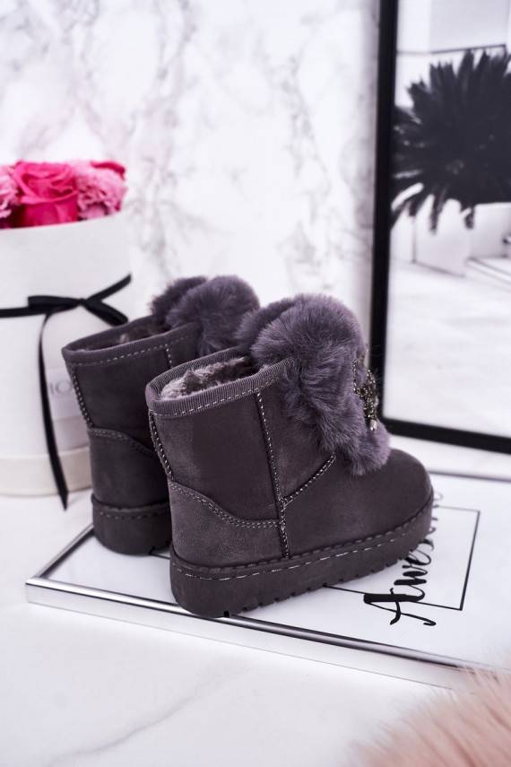 Children's Snow Boots Insulated With Fur Suede Grey Amelia
