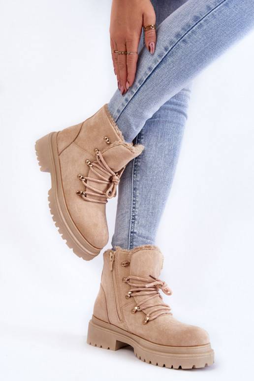 Women's Suede Boots Beige Bellita