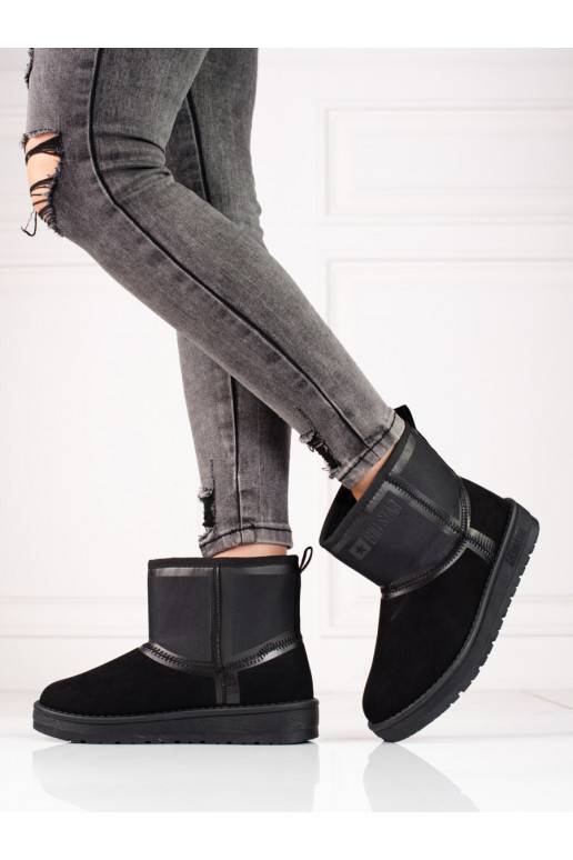 black of suede Women's snow boots krótkie BIG STAR KK274614
