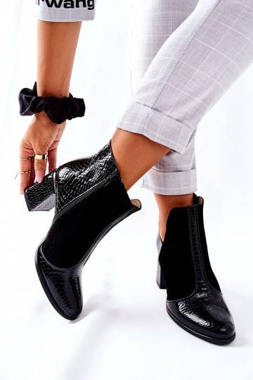 Women's Leather Stiletto Booties Black I Wish 2