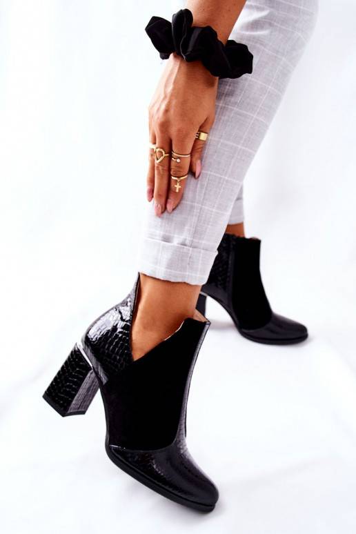 Women's Leather Stiletto Booties Black I Wish