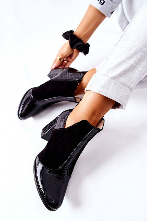 Women's Leather Stiletto Booties Black I Wish