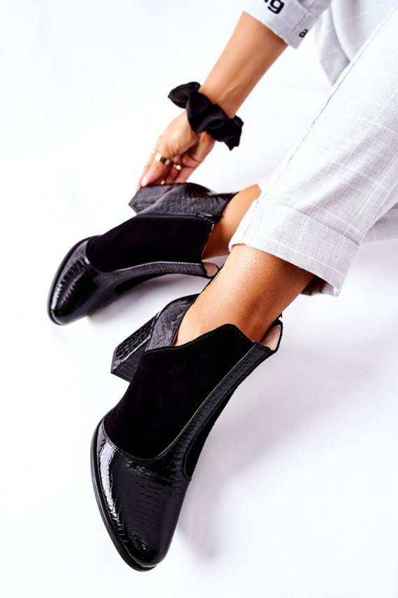 Women's Leather Stiletto Booties Black I Wish