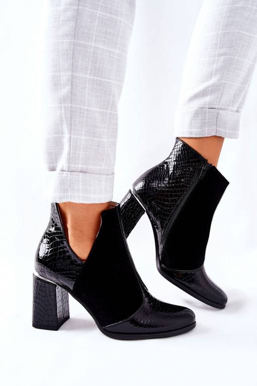 Women's Leather Stiletto Booties Black I Wish