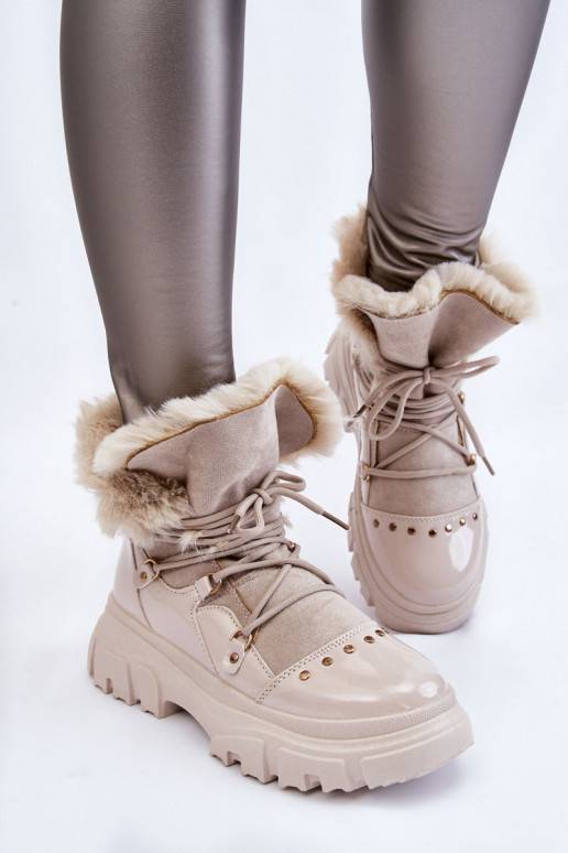 Women's Boots With Fur Lace-up Light beige Merron