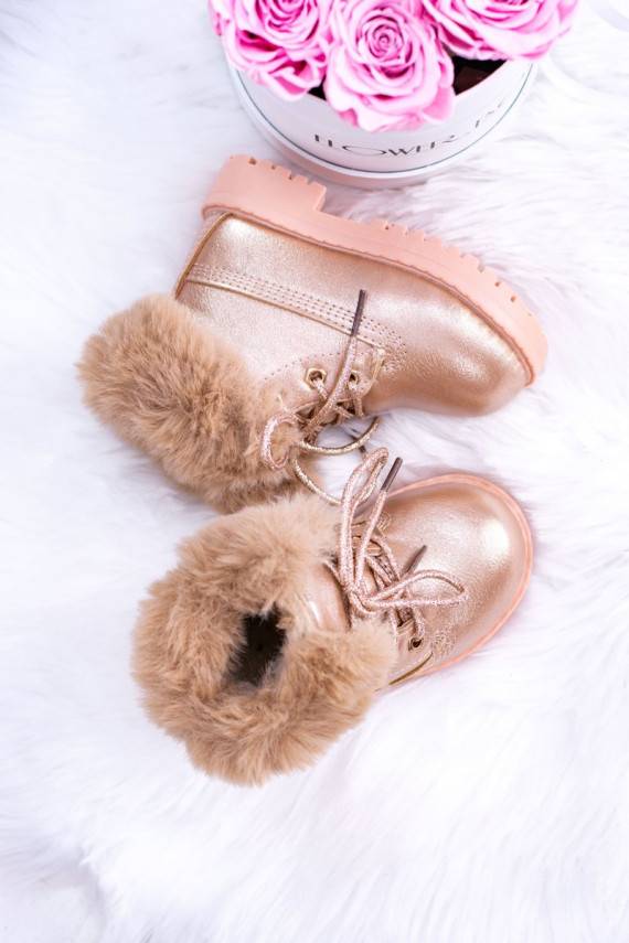 Pink Gold Insulated Baby Booties Trapery Fobos