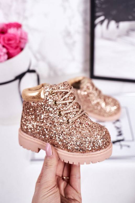 Children's Insulated Glitter Boots Rose Gold Mermaid