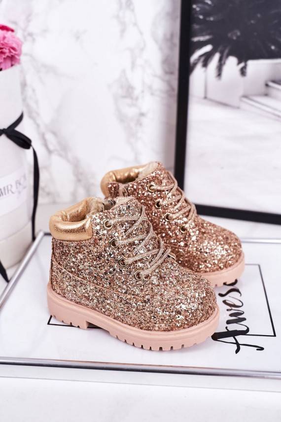 Children's Insulated Glitter Boots Rose Gold Mermaid