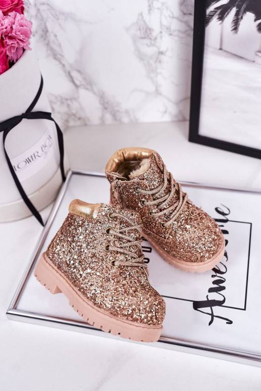 Children's Insulated Glitter Boots Rose Gold Mermaid