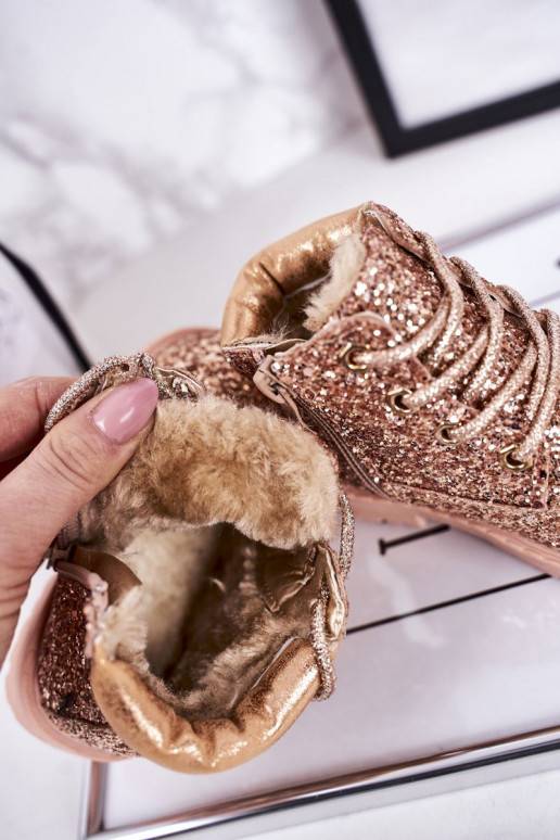 Children's Insulated Glitter Boots Rose Gold Mermaid