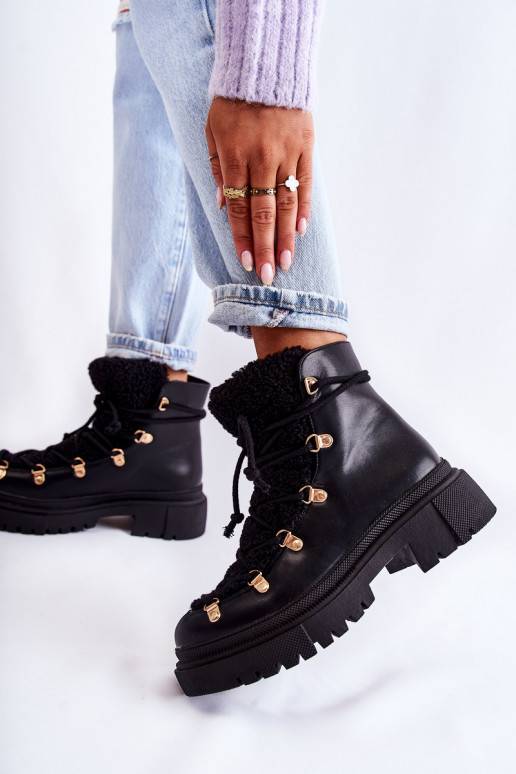 Leather Warm Boots Black Arisa Leather Warm Boots Black Arisa