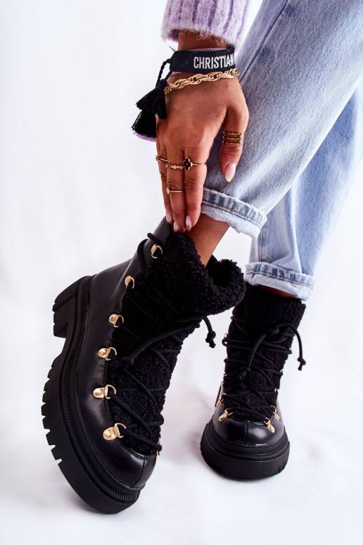 Leather Warm Boots Black Arisa Leather Warm Boots Black Arisa